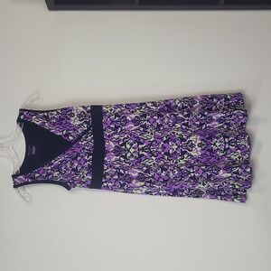 TEKGEAR Navy Purple Lime Green Fleur De Lis Modest Sleeveless Athletic Dress